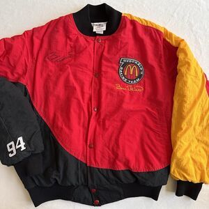 Vintage Nascar Jacket Mens Bill Elliott McDonalds Racing Team Logo 90s SIGNED